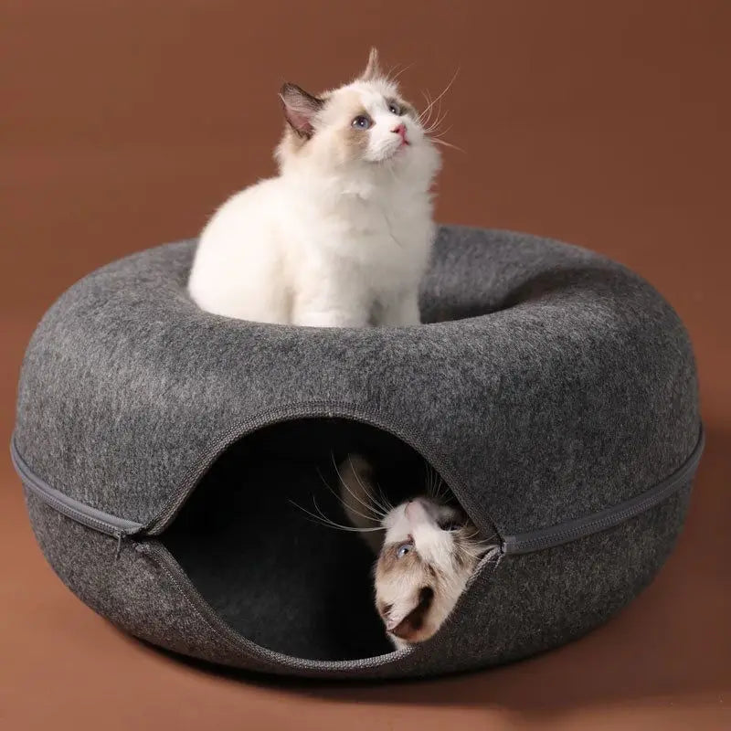 Donut Cat Bed Interactive Tunnel Pet Felt Indoor Toys Cats House Kitten Training Toy Cat Kennel Pets Supplies